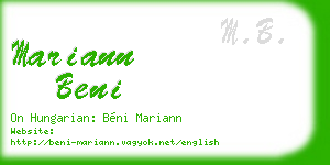 mariann beni business card